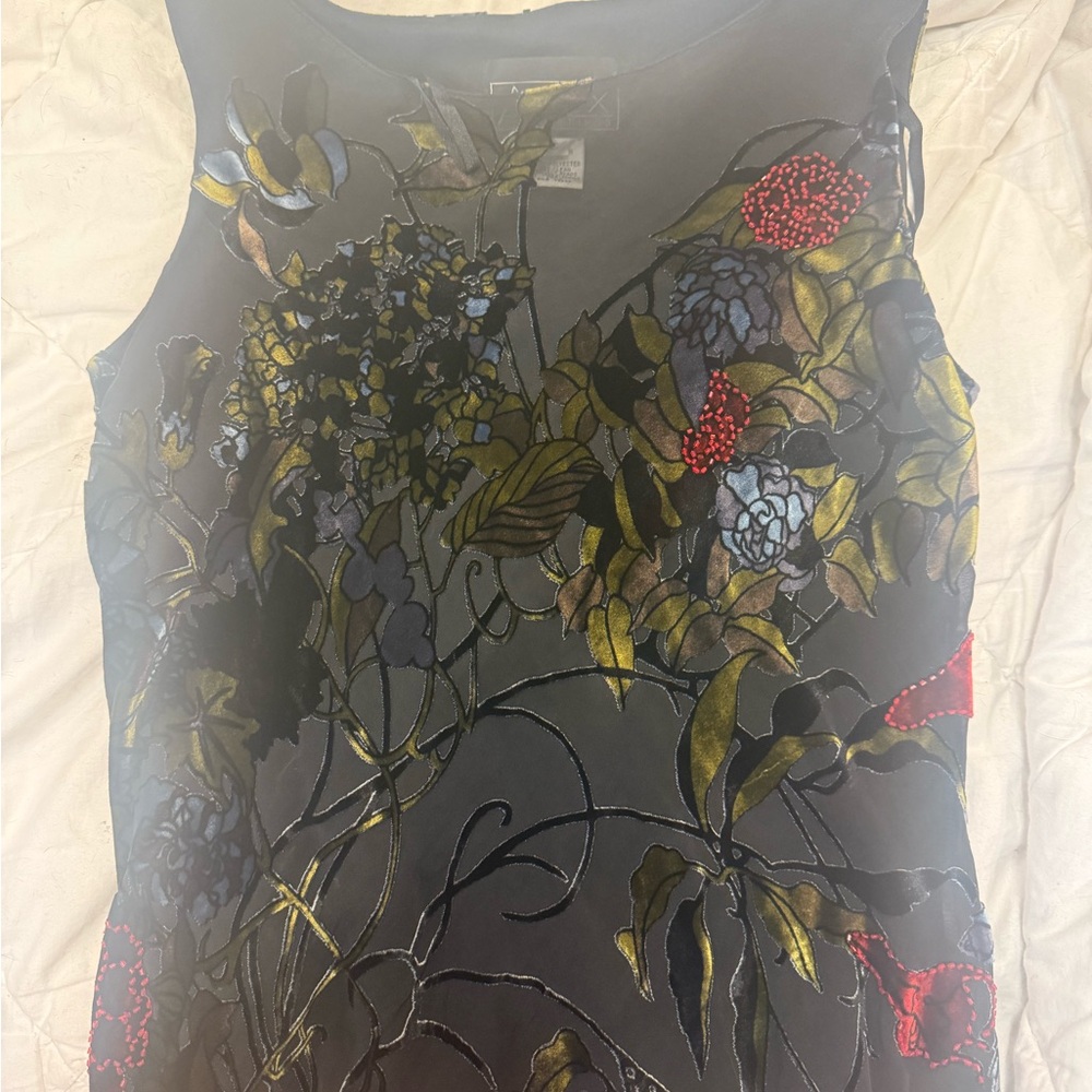 Floral Sleeveless Top - Black and Multicolor